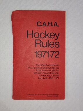C.A.H.A Hockey Rules 1971-72 Vintage Handbook Canadian Amateur
